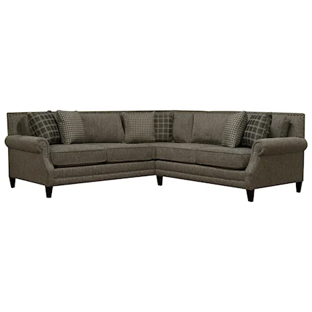 Transitional 2-Piece Sectional with Rolled Arms
